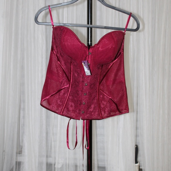 Adore Me. Wine Red Lace Corset Bustier with Front Closure. Sz. 1XL - Picture 1 of 7